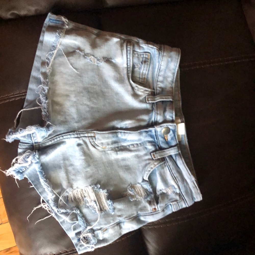 Light wash denim shorts